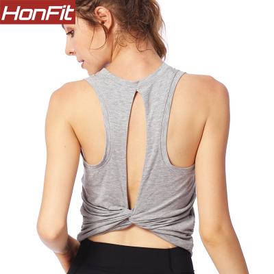 China Honfit Back Show Gym Wear Women Fitness Tank Top Antibacterial Full Coverage Top for sale