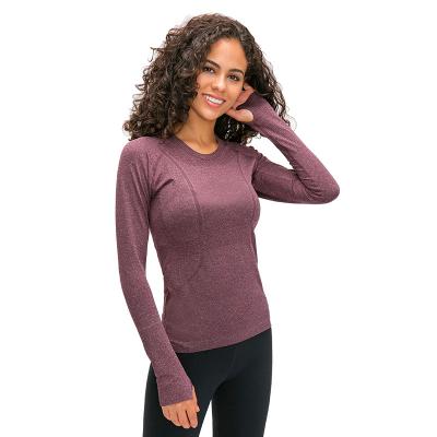 China Wholesale Women's Yoga Tops Breathable Fitness Breathable Workout Long Sleeves Top Quick Dry Stretchy Sports Shirts for sale