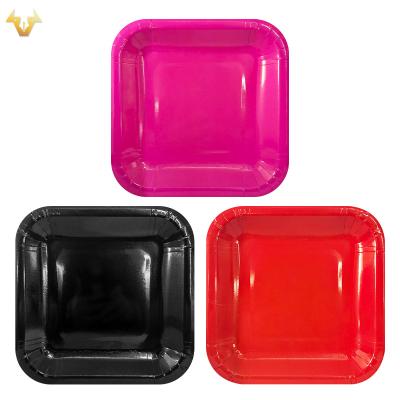 China 300g white cardboard Factory spot new goods solid color 9inch  square dinner plates available for holiday birthday weddings for sale