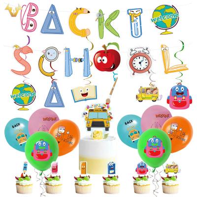 China Disposable New back-to-school balloon decoration set large insert row small insert row banner balloon spiral holiday decoration set for sale