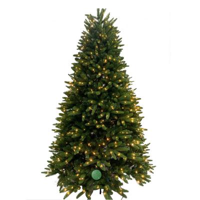 China New 7.5ft Aspen Fraser Fir 600ct PVC Color Changing LED Lights and On Switch Artificial Hinged Pre-Lit Christmas Trees for sale