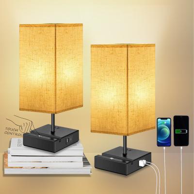 China Modern rechargeable desk lamp with usb charging port/type c chargers touch control dimmable touch led table lamp for sale