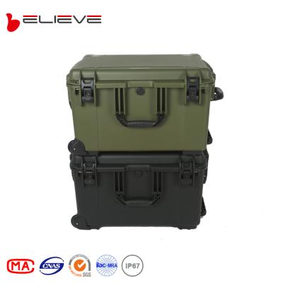 China Customized Hard Plastic Military Case New Design Shockproof Dustproof Waterproof IP67 Eva Foam Waterproof Case With Wheels for sale