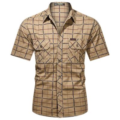 China Breathable Short Casual Plaid Geo'Peck Military Type Men's Short Shirt For Men for sale