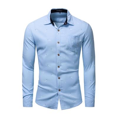 China Anti-pilling Geo'Peck Plus Size Mens Cotton Floral Elastic Shirt Long Sleeve Shirt for sale