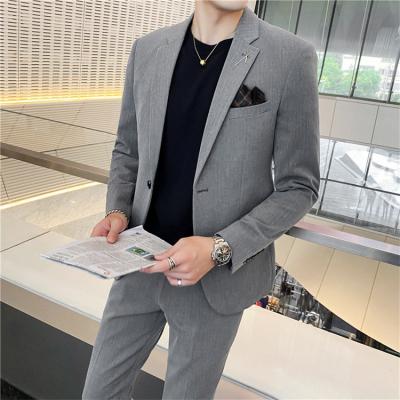 China Anti-wrinkle Geo'Peck Men's Slim Fit 2 Piece 3 Piece Suit 1 Button Solid Business Wedding Prom Tuxedo Blazer Vest Set for sale