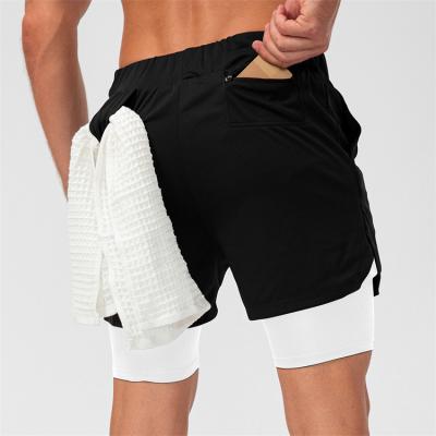 China Geo'Peck Men QUICK DRY 2 in 1 Lightweight Running Workout Shorts Yoga Gym Training Shorts with Zipper Pockets for sale