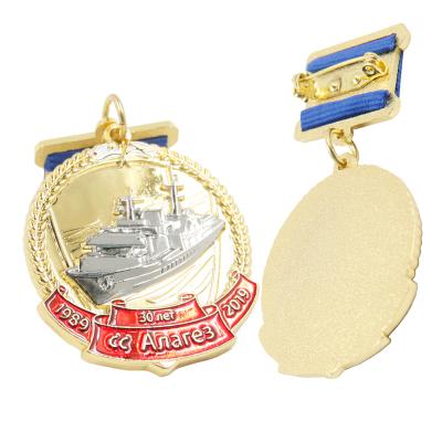 China China Factory Gold Metal Custom Logo Antiqued Navy Army Style Military Medal for sale