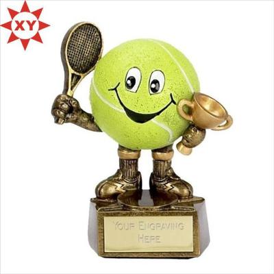 China Europe factory production of high quality cartoon image metal gold football baseball tennis game trophy for sale