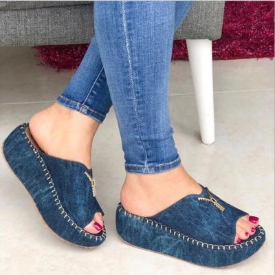 China Waterproof 2020 Warm Thick Platform Flat Bottom Big Toe Fish Shoes Slippers For Women for sale