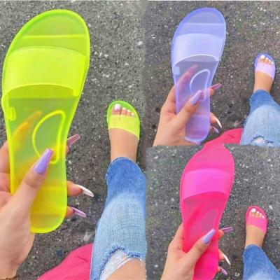 China Around 2021 Hot Selling Candy Colors Women Shoe Jelly Sandal Crystal Large Size Slippers for sale