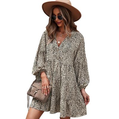 China 2022 Women's New Arrivals Anti-Static Leopard Knitted Modest Dress Beach Vintage Dresses for sale