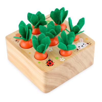 China Eductional Toys Montessori Kids Wooden Block Puzzle Early Educational Set Pulling Radish Game Toys for sale