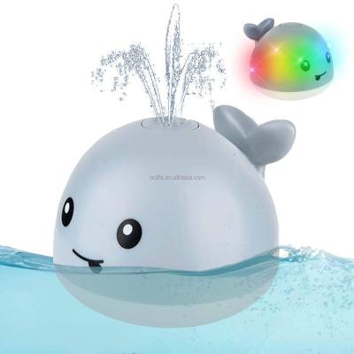 China Amazon Eco-friendly Material Summer Light Up Automatic Induction Bathtub Shower Toys Automatic Whale Jet Water Bath Toy for sale