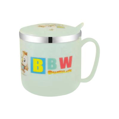 China 2021 Hot Selling Sustainable Candy Color Kids Cute Cartoon Cup Baby Drinks Cup With Handle And Lid for sale