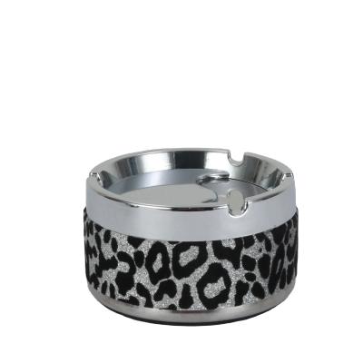 China 430 stainless steel factory direct all steel leopard print ashtray personalized craft gift ashtray for sale