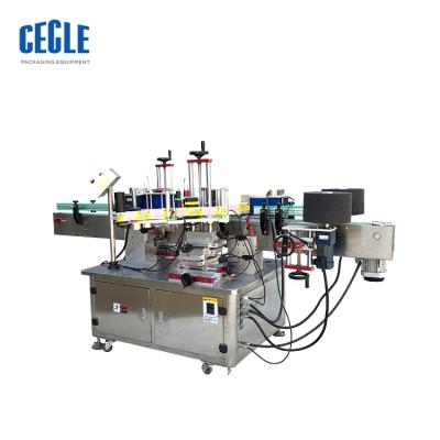 China Round automatic double side food / falt wine bottle labeling machine for water bottle for sale