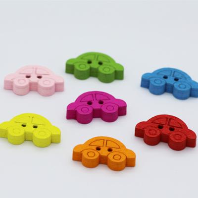 China Two Small Hole Car Shape Nickel Free Custom Wooden Colorful Buttons For Stationery for sale