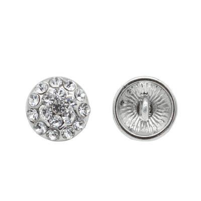 China Silver Plated Zinc Alloy Leg Fashion Nickel Free Round Rhinestone Metal Button For Garment for sale