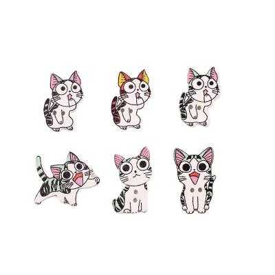 China Other Style Two Last Hole Mixed Cat Designs Decorative Wooden Buttons for sale