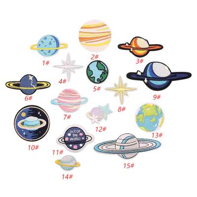 China new design 3D outer space universe planet shape embroidery patch for garment for sale