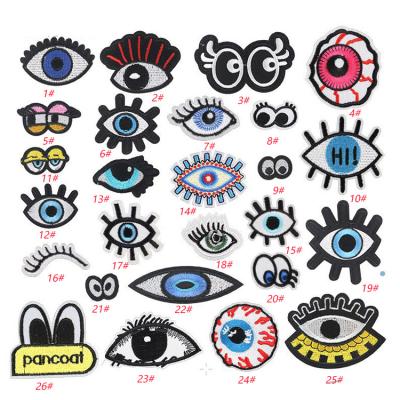 China 3D Good Prices Cute Embroidered Iron On Eyelash Patches For DIY Decoration for sale