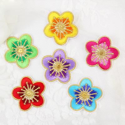 China Gold Handmade Wholesale Metallic Thread Embroidered Flower Patch For Armband for sale