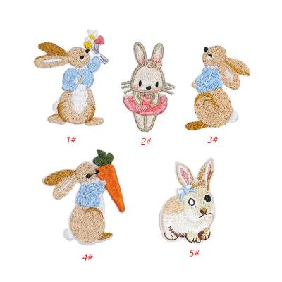 China 3D Cartoon Style Iron On Embroidered Rabbit Patches For Baby Clothing for sale