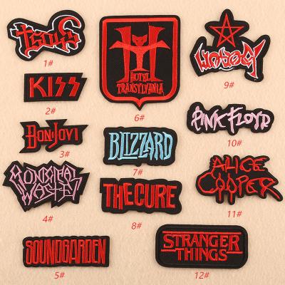 China different color red 3D word mark logo iron embroidery design custom patch for sale