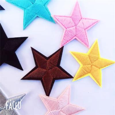 China Garment Accessories Computer Embroidery Patches Small Computer Five-pointed Embroidery Star Cloth Stickers For Clothing Patches Star Shaped Stickers for sale