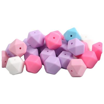 China Teething Single Food Grade 17mm Hex For Baby Collar Nipple Chain Molar Accessories B0087 Silicone Bead Wholesale for sale