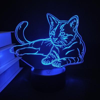 China Small Modern Acrylic 3D Led Table Bedside Lamp Cat Shape Smart Night Light For Home Use ABS Base for sale