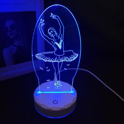 China Custom Modern 3D Girls Gift Smart Luminous Bedroom Table LED Night Lamp ABS Acrylic Base for sale