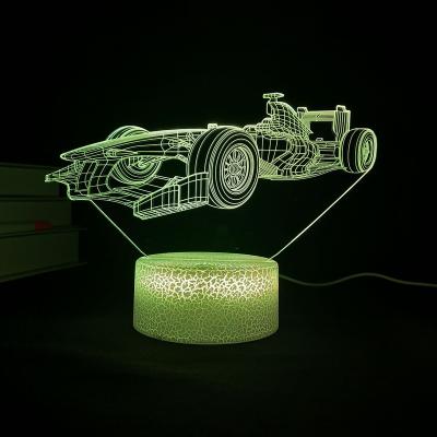 China Modern Acrylic Bedroom Custom Lamps Night Light Desk Model Racing Car Phote 3D Creative Kids Gift for sale