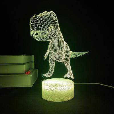 China Modern Custom Engrave Acrylic Night Light Decorative 3D LED Lamp Dino Shape Table Bedside Lamp for sale