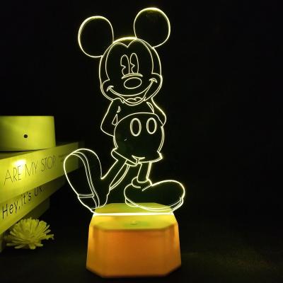 China Modern Custom Acrylic Remote Touch Acrylic Remote Model 7 RGB LED Night Lamp Cartoon LED Children Kids Gift for sale