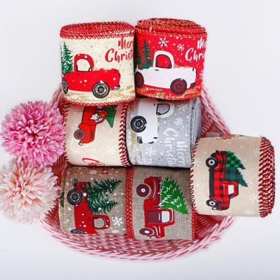 China Strip Shape Gift Packing Materials Polyester Home Decoration​ Luxury Christmas Ribbon for sale