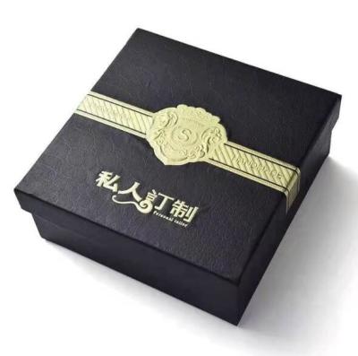 China UV Engrave Belt Packing Box Fancy Noble Black Silver Cardboard Paper for sale