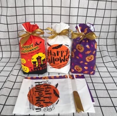 China Offset Printing Plastic Drawstring Bags With Ribbon For Cookies Nougat Candy for sale