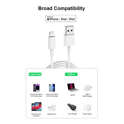 China Charge and date transfer Yellowknife OEM customized 3ft 480Mbps high speed sync charging apple mfi certified USB A to lightning cable for iphone series for sale