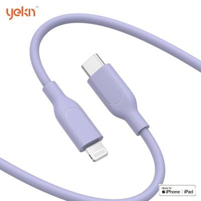 China Fast Speed Charging Cable Yellowknife MFi Certified USB C to Lightning Cable Soft Flow Silicone USB-C to Lightning Cable PD Fast Charging for iPhone for sale