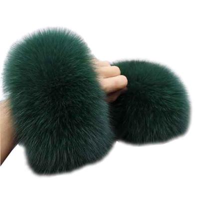 China Luxury Wholesale Custom Real Fox Fur Women's Natural Fox Fur Cuff Sleeves On Coat for sale