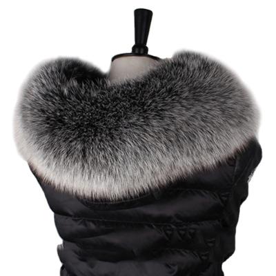 China Custom Fox Fur Collar 75cmx16cm Luxury Fox Fur Collar Large Real Fox Fur Collar Trim For Hood for sale