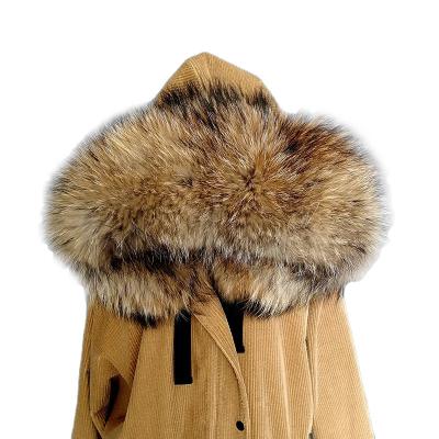 China Luxury high quality custom made natural real raccoon fur collar for men for sale