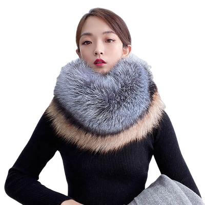 China Short Double 2021 New Arrival Winter Warm Thick Furry Real Sided Genuine Full Fur Fox Fur Muffler Scarf For Women Men for sale