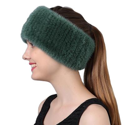 China 100% Mink Fur Knitting Genuine Real Mink Fur Headbands Neck Band Female Winter Dual Use Warmer For Women for sale