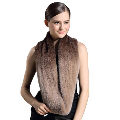 China Elastic Mink Women Winter Scarf Genuine Mink Fur Scarf Infinity Loop Gradient Colors Luxury Style Scarf for sale