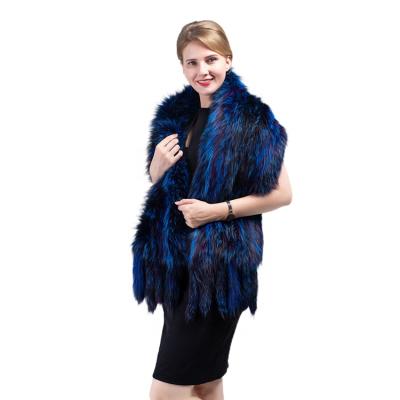 China Real Fox Fur Factory Direct Selling Chunky Fur Hand Knitted Real Fox Fur Scarf Shawl For Women for sale