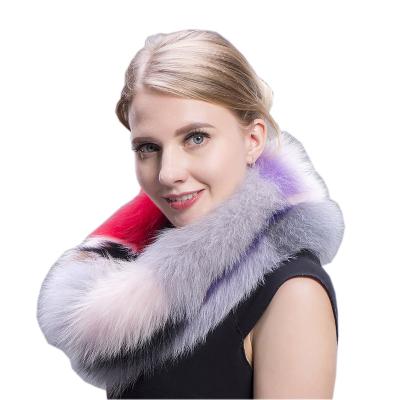 China Patchwork Colors Fashion Multi-colors Scarf Fox Fur Collar Neck Warmer Female for sale