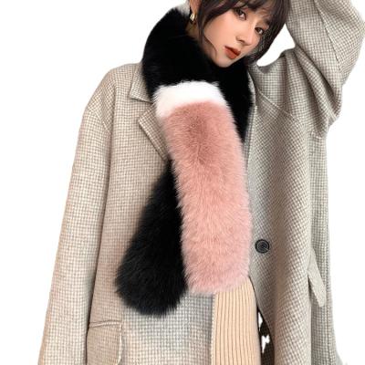 China Women's Soft Fluffy Luxury Pink Fox Fur Collar 120cm Fox Fur Scarf Long Real Fox Fur Custom Made for sale